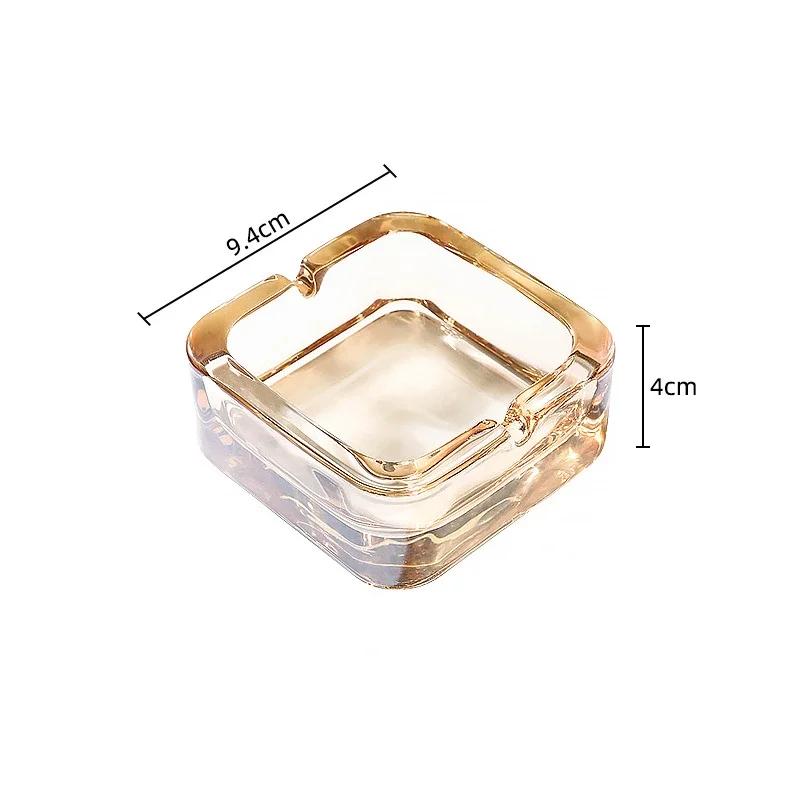 Household Crystal Glass Ashtray Small Exquisite Fashionable Square Cigarette Cup Luxury for Living Room Hotel High-end Ashtray
