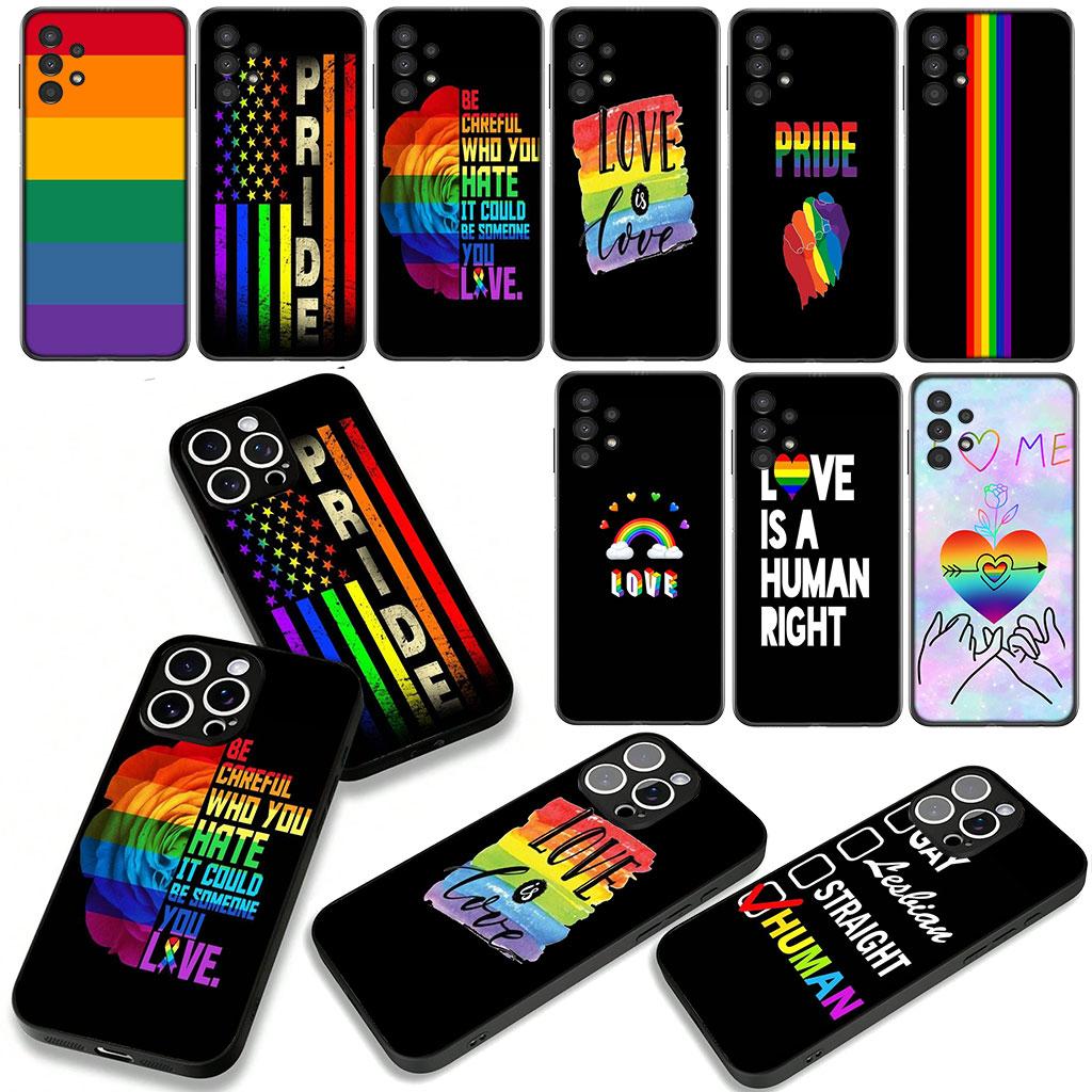 Love Is Love LGBT Rainbow Heart LGBTQ Case for Samsung Galaxy A36 A17 A26 A07 A35 A54 A53 A13 A33 A34 S8 S9 S20 S21 FE S10 Plus
