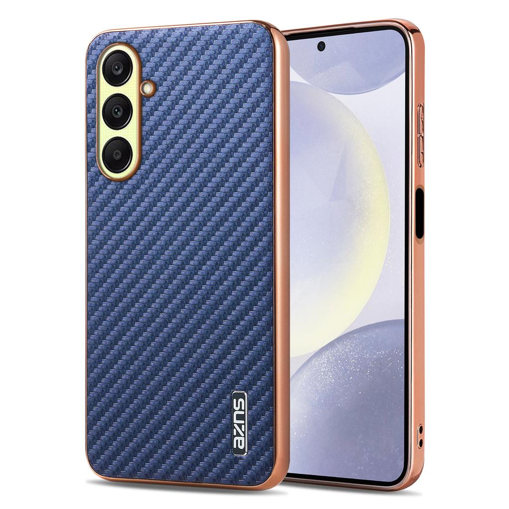 AZNS For Samsung Galaxy A57 5G Case Electroplating Carbon Fiber Texture PU + TPU Phone Cover