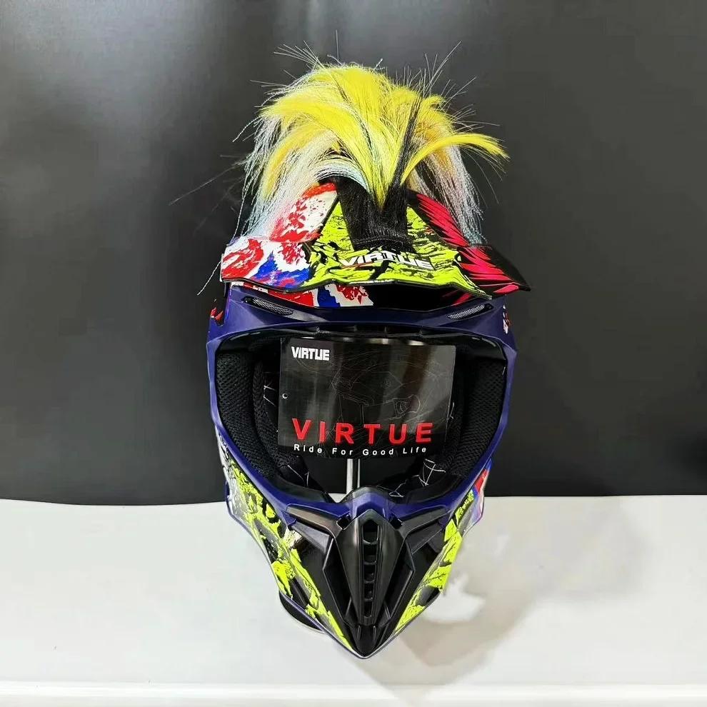 Mohawk Motorcycle Helmet Braids Decorations Wigs For Helmet Cockscomb Motocross Full Face Men Helmet Decors Hair Braids Stickers