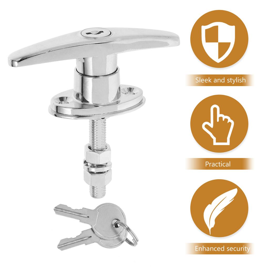 T Shaped Heavy Duty Metal Door Lock Set For Barn Garage Door Handle Replacement Garage Gate Shed Outdoor Security Handle Lock
