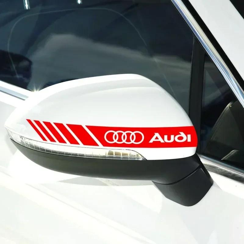 2PCS Car Styling Rearview Mirror Decoration Sticker QUATTRO Emblems for tt Sline RS A3 A4 B8 8P 8V B6 A5 A6 C7 Q5 B9 B7 C6 A1