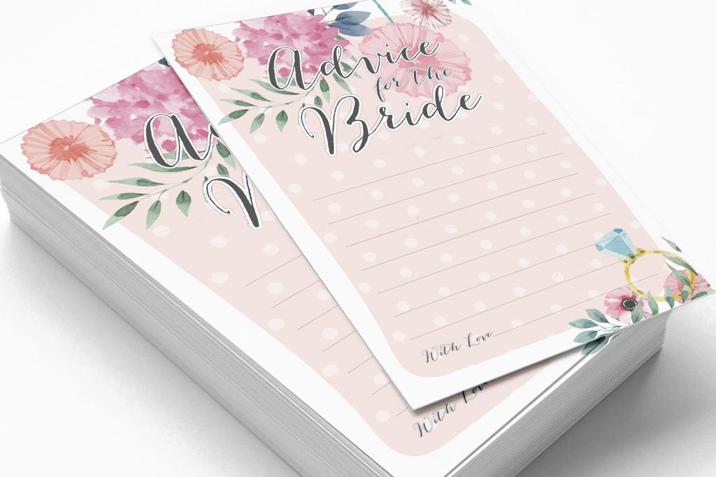 Inkdotpot Bridal Shower Games Advice For The Bride Set Of 50A FloralA Mad Libs Game
