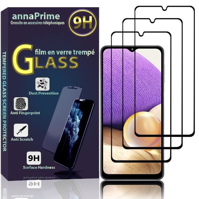 Film de protection d'écran - VCOMP - Samsung Galaxy A32 5G - Verre Trempé - Pack de 3 - Noir