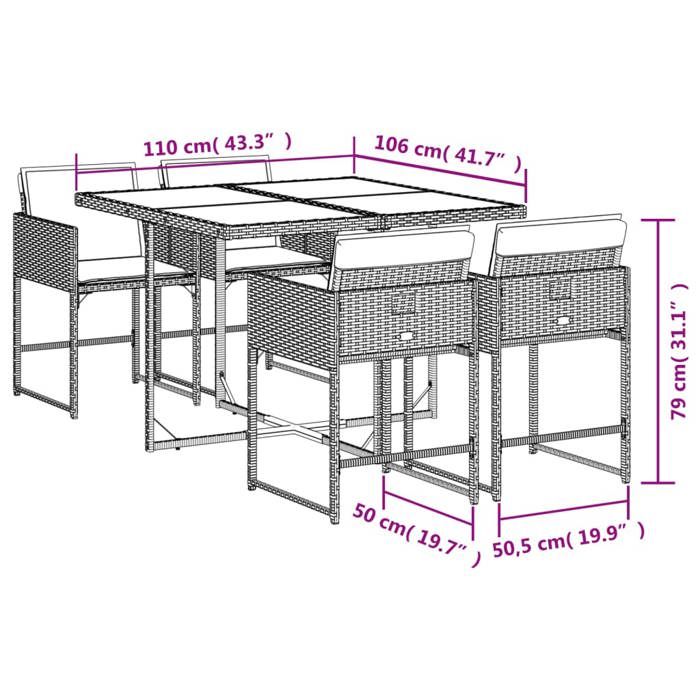 VidaXL Garden Dining Set with Cushions 5 Pcs, Table and Folding Back Chairs, Outdoor Patio Furniture 3211254