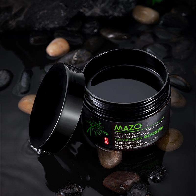 MAZO Bamboo Charcoal Blackhead Remover Cream - Deep Cleansing Nose Mask for Blackheads and Whiteheads.