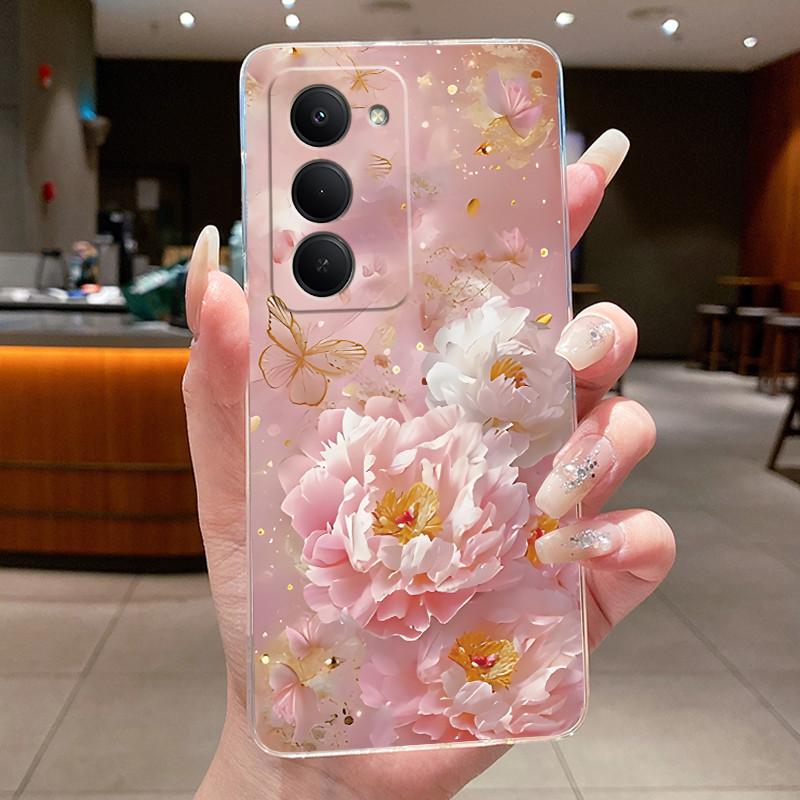 New Design For Redmi 15 5G Case Clear Luxury Fashion Butterfly Flower Pattern Soft TPU Silicone Phone Cover For Redmi15 5G Case
