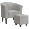Club Chair with Footstool Light Grey Velvet