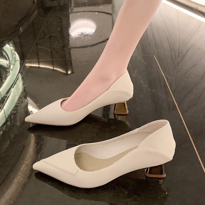 Spring New Temperament Simple Thin Heel Sexy High Heels Pointed Shallow Mouth Single Shoes Daily Commuting Women's Shoes