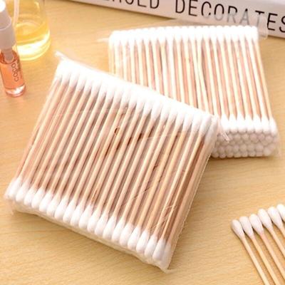 500 Stück Doppelkopf Holz Wattestäbchen Nase Ohren Reinigung Frauen Make-up Werkzeuge Lippenstift Wattestäbchen Spitzen Stäbchen Ohrstäbchen