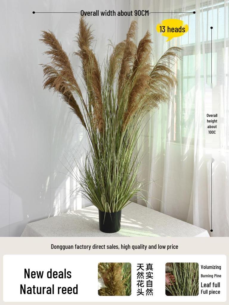 Natural Reed Faux Flowers & Potted Greenery for Home Decor