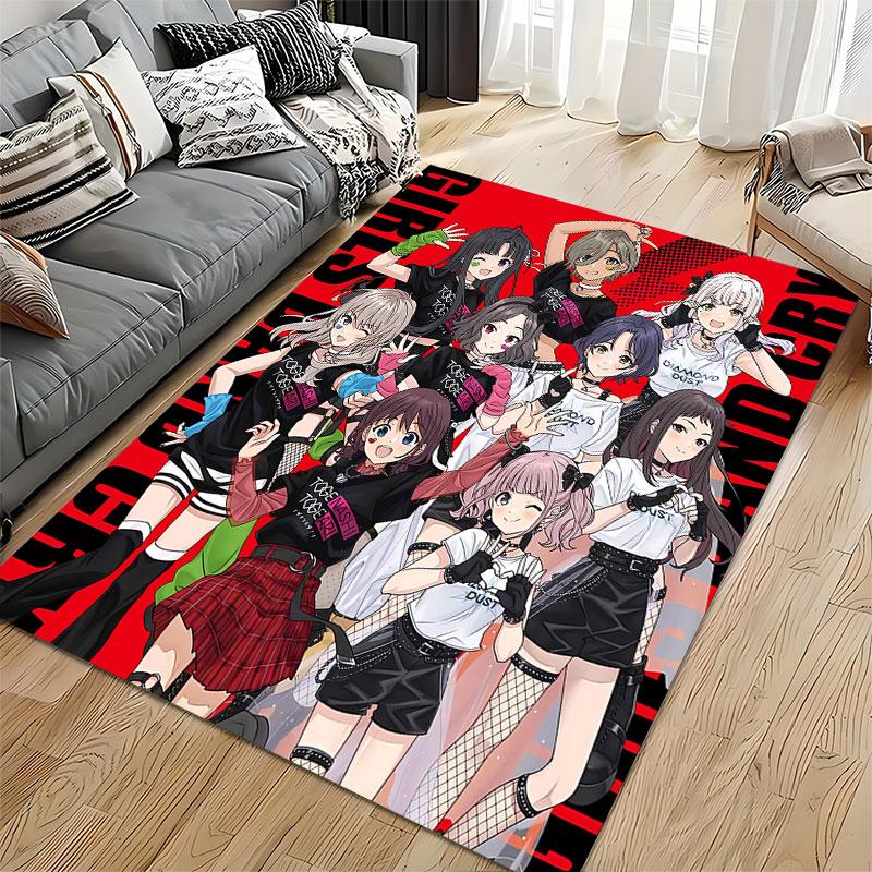 Anime Girls Band Red Pattern Carpet Suitable As a Non-slip Mat for the Living Room or Bedroom Sofa