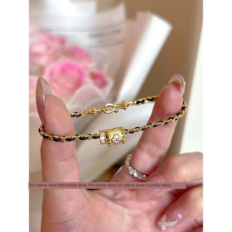 

No Fading! Noble Classic Style Brushed Waist Tube Black Gold Coco Bracelet Female Light Luxury Minority Exquisite Bracelet New Product Middle Aged Small Man Waist Black Gold Bracelet