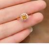 2022 Stylish Yellow Zircon Rhinestone Adjustable Index Ring for Wealth Attraction