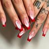 24-Pack Medium & Long White French Ballet False Nails with Glitter Powder