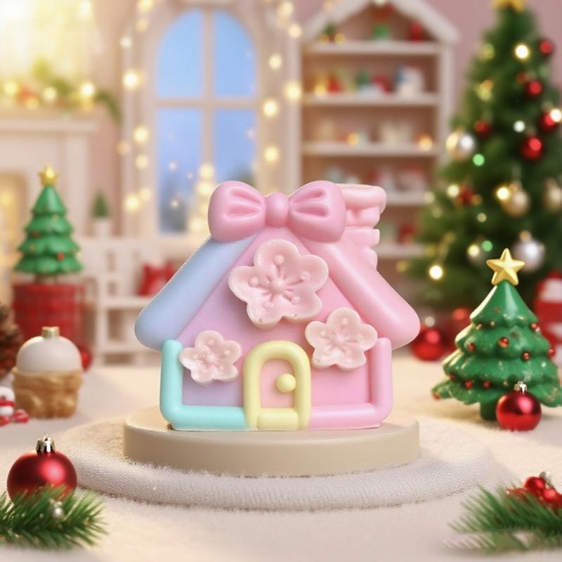 Christmas House Silicone Candle Mold Multipurpose Silicones Mould For Crafting Candle Soap Chocolate Festival Decoration