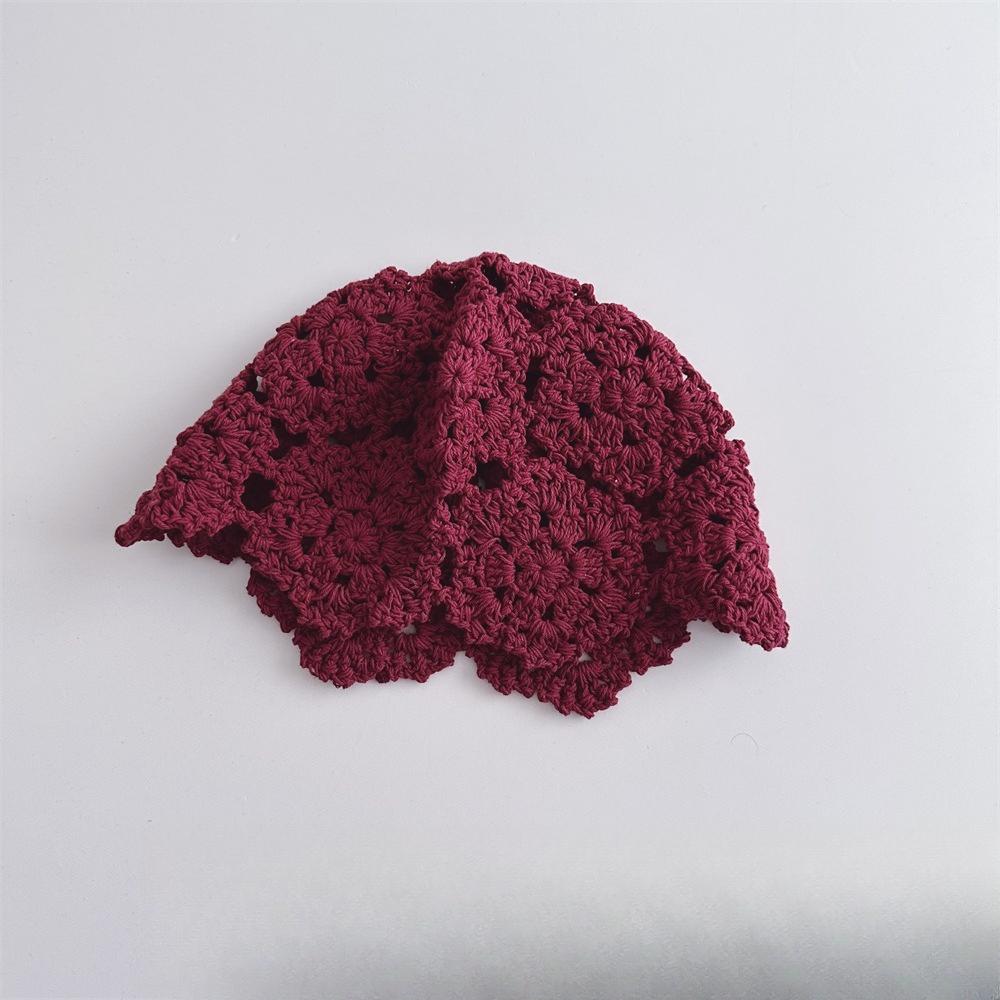 

Children s Knitted Hat, Ethnic Style, Handmade Crochet Flower, Girls Autumn Winter Fashion Hat head girth(50-54cm) малиновый