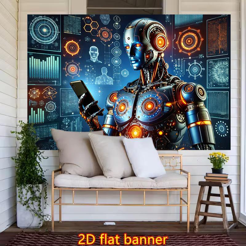 Futuristic AI Robot Backdrop, Sci-Fi Tech Photography Background