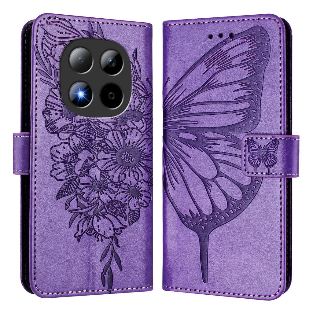 For Xiaomi Redmi Note 15 Pro 5G (Global) Wallet Case with Wrist Strap Butterfly Imprint Leather Phone Cover
