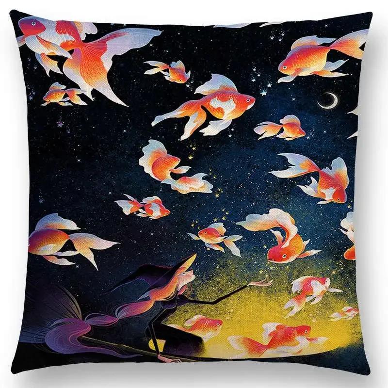 Neuankömmling Bunte Träume Schwarze Katze Niedliche Mädchen Magische Sonne Mond Warm Stern Kissenbezug Autoabdeckungen Sofa Wurfkissenbezug