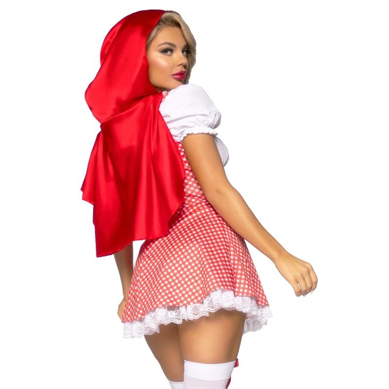 Little Red Riding Hood Costume Cape Dress Up Halloween Cosplay Fairy Tale Princess for Women Adult