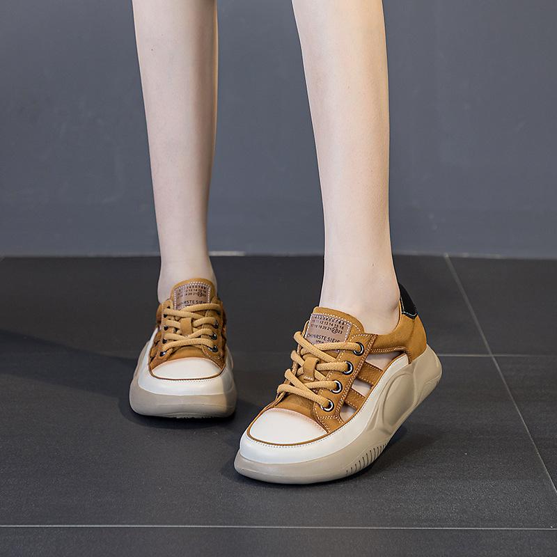 Crocs Retro Silné podrážky Vydlabané Plátěné boty Dámské boty Ležérní Šněrovací Niche Sandály