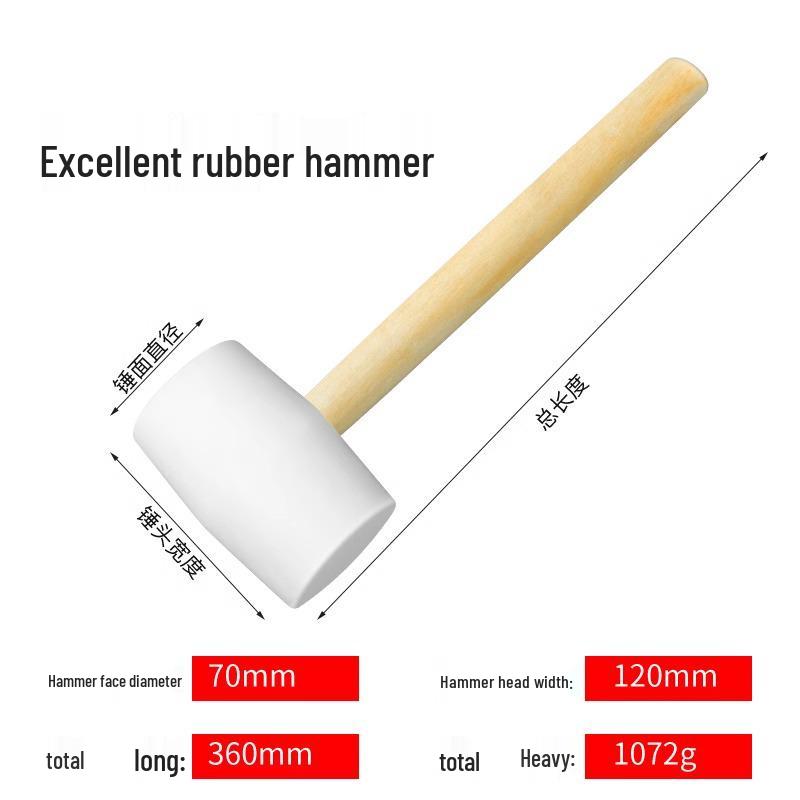 Non-Marking White Rubber Mallet with Wood Handle – Gentle On Tiles and Walls