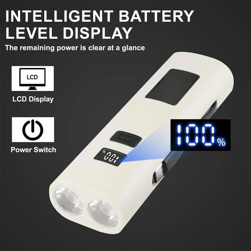 Flashlight With Clip Magnetic Rechargeable Digital Display Waterproof Small Power Bank Tactical Led Outdoor Headlight High Power