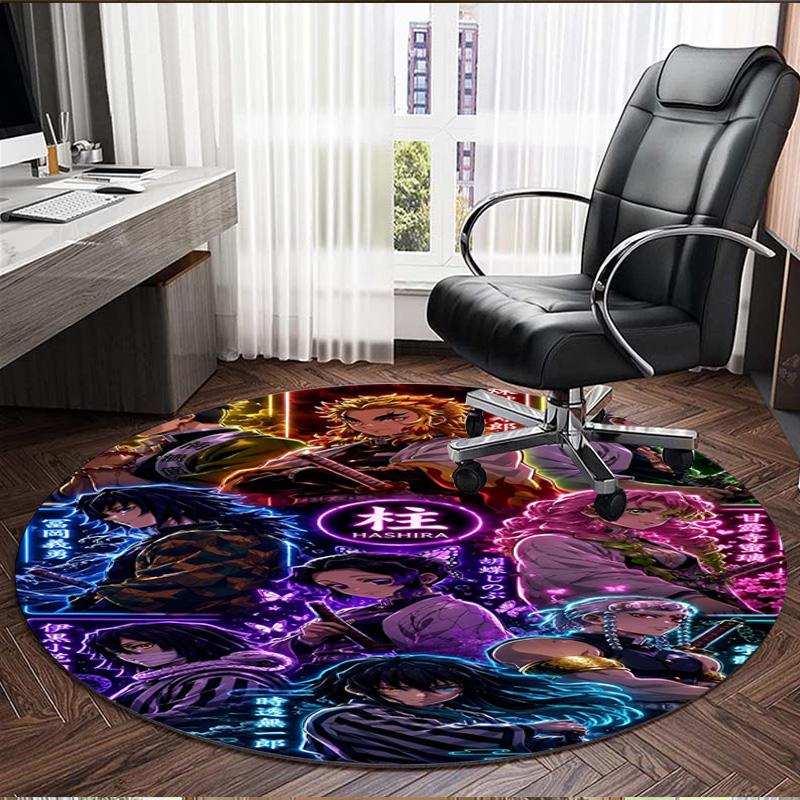 Demon Slayer Print Round Rug, Washable Floor Carpet, For Entryway Dorm Laundry Room Office Study, Home Decor Birthday Christmas Gift
