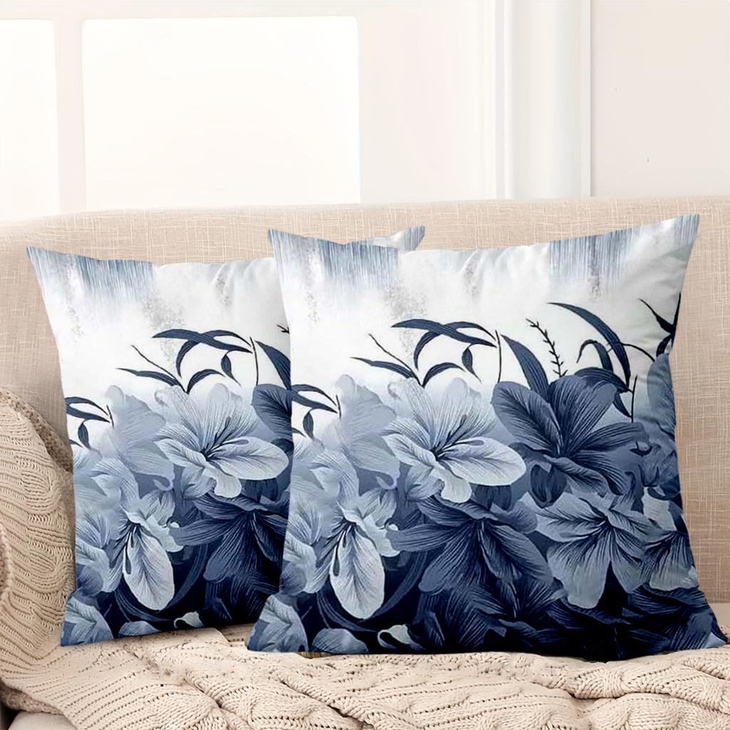1 pieces -2D flat printing Blue and White Floral Patterned Decorative Throw Pillows Polyester pillowcase, sofa cushion cov