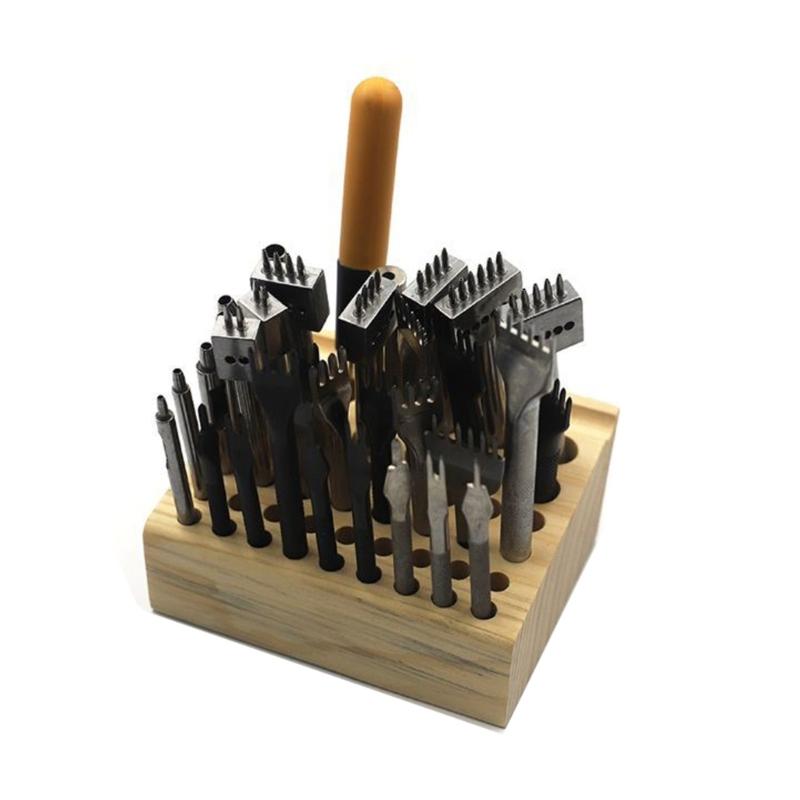 Wooden Leathercraft Tools Rack Stand Leather Craft Tools DIY Storage Rack Holder Storage Organizer Punching Tools