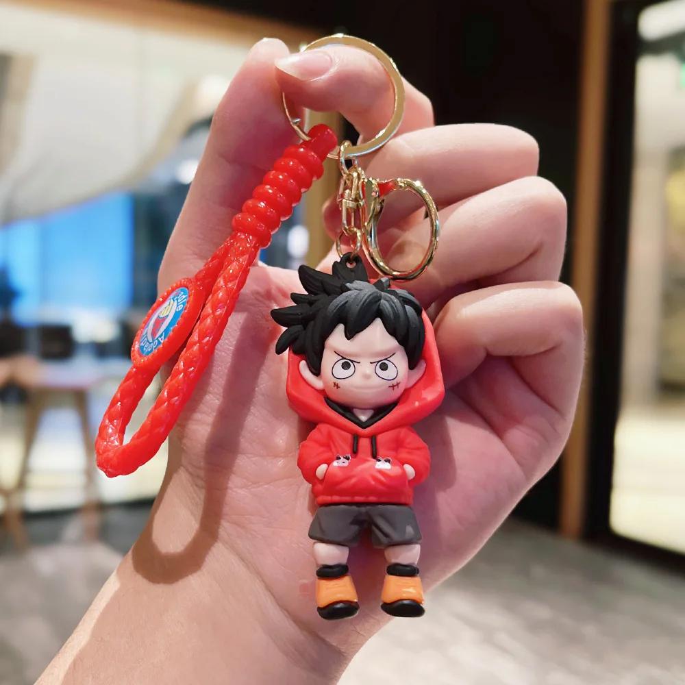 Anime One Piece Keychain Luffy Zoro Nami Chopper Silicone Model Pendant Backpack Decorative Cute Doll Car Carry Mini Lightweight Portable