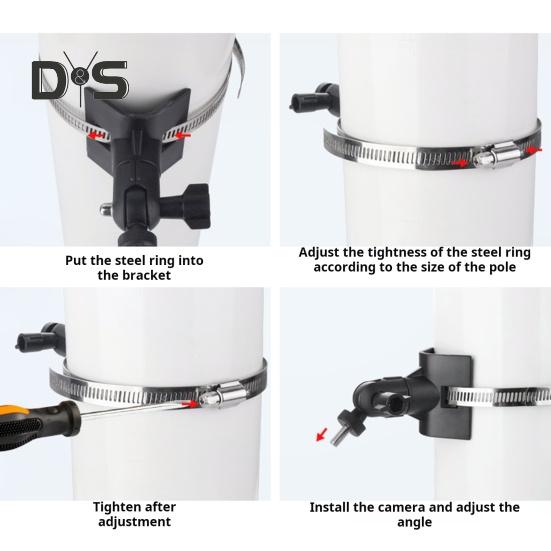 Supporto per Telecamera Staffa di Montaggio su Tubo Rotazione a 360 Gradi Regolabile Installazione Facile Supporto per Telecamera per EufyCam 2C/per Spotlight Cam