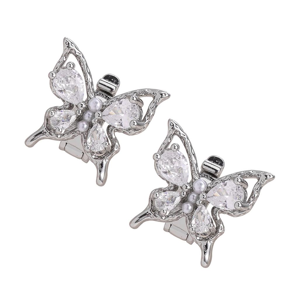Electroplated Coppers Ear Clip With Pearls Butterfly Design Easy Installation For Headphones