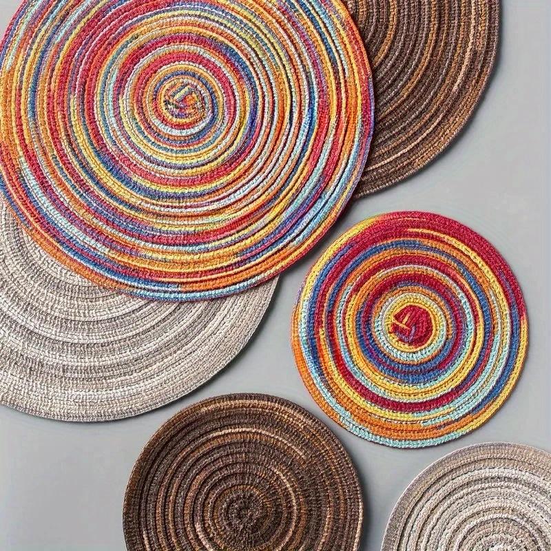 Placemats for Dining Table 1 PC Linen Non-slip Ironing Placemat Teacup Mat Round Plate Mat Flower Mat Kitchenware