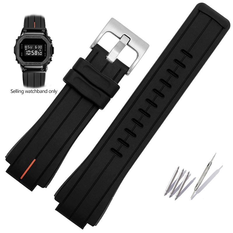Silicone Watchband For Casio G-SHOCK GA2100 GA-2100 GM2100 DW5600 DW6900 Modified Black Rubber Sports Waterproof Strap 16mm
