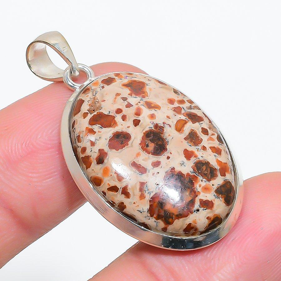 Asteroid Jasper Gemstone Handmade 925 Sterling Silver Jewelry Pendant 1.65" GK-6281