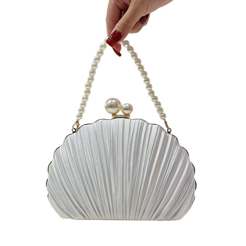 Perlen-Clutch: Vielseitige plissierte Abendtasche für Bankette und Cheongsams