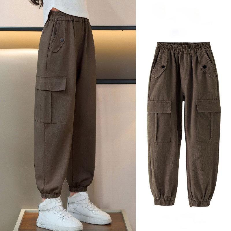 Cargo Pants for Girls Kids Casual Trousers   Trendy Korean Style Bunded Feet Children's Pants