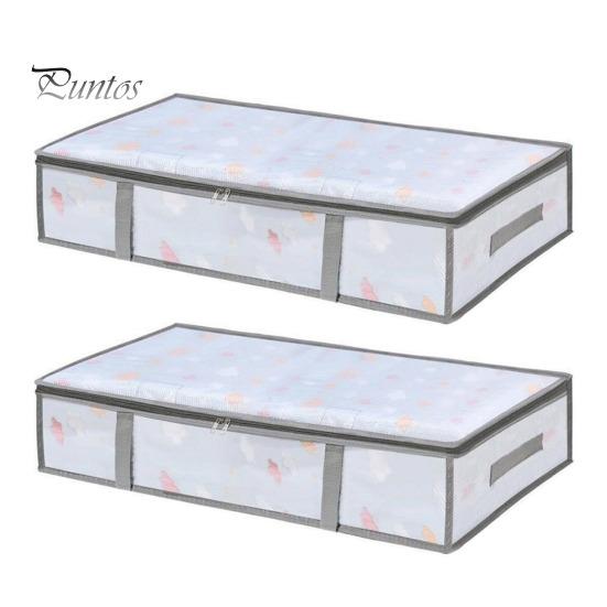 

Контейнер для хранения под кроватью, застежка-молния, прозрачный дизайн, большая вместимость, пылезащитный ящик для хранения подушек, одеял и одежды 2pcs