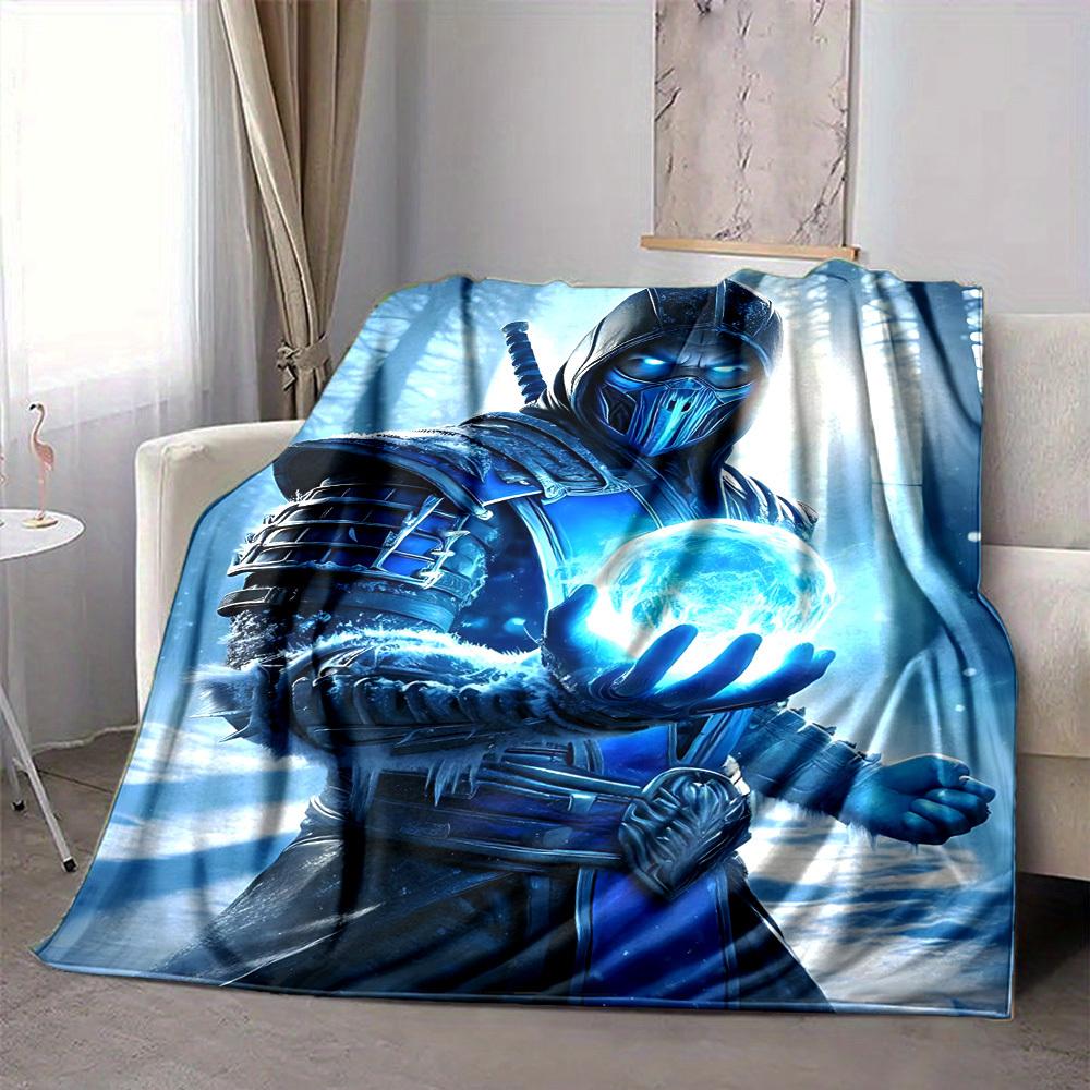 1pc Mortal Kombat Blanket Lightweight Flannel Throw For Sofa, Bed, Travel, Camping, Livingroom, Office, Couch, Chair, And Bed
