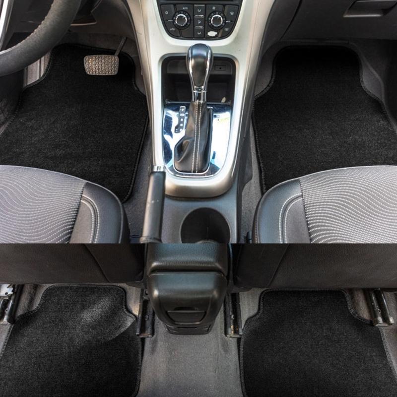Premium 4-teiliges schmutzabweisendes Automobil-Fußmatten-Set, strapazierfähige mehrschichtige Konstruktion, 5-Sitzer-Schutz, leicht zu reinigen