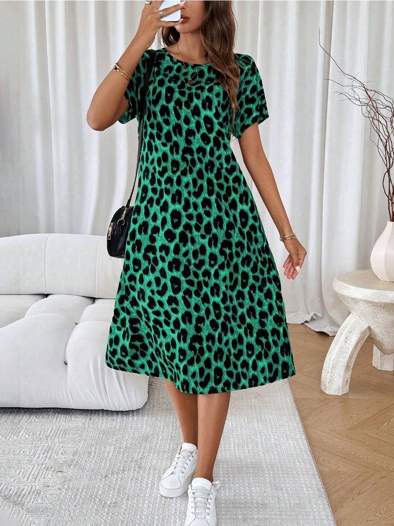 Women's Fashionable Dress Outdoor Home Nightgowns Leopard Design Pattern 3D Print High Quality Loose Street Knee Skirts