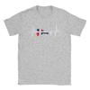 Heartbeat Design Dominican Republic Flag T Shirt Summer  T Shirts Unisex 100 Cotton Oversized Clothing ShortSleeve Streetwear Tops