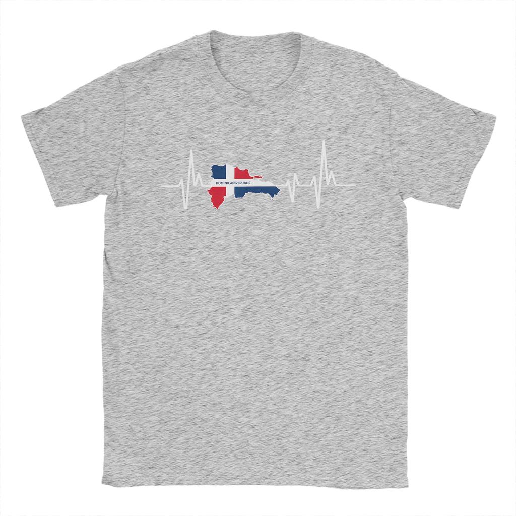 Heartbeat Design Dominican Republic Flag T Shirt Summer  T Shirts Unisex 100 Cotton Oversized Clothing ShortSleeve Streetwear Tops