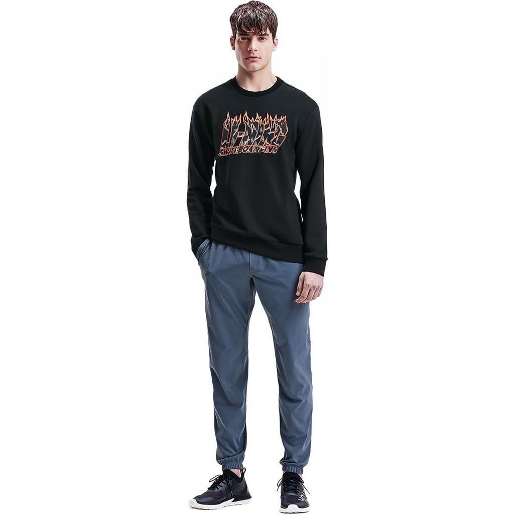 Li-Ning Phil Hackett Joint Collection Pattern Print Fleece Crewneck Sweatshirt Men Tops Black AWDT949-1