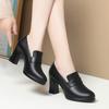High heels for women, new spring and autumn women's shoes, deep mouth single shoes, mother leather shoes,  black work shoes