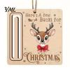 Personalized Cash Gift Tags Rustic Santa Reindeer Money Holder Ornament, Wooden Card Christmas Tree Wood Decorations Clip with Slot, Hanging