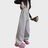 2024 Pink Girls' Wide-Leg Sweatpants: Autumn/Winter Casual Sport Style for Medium to Large Children