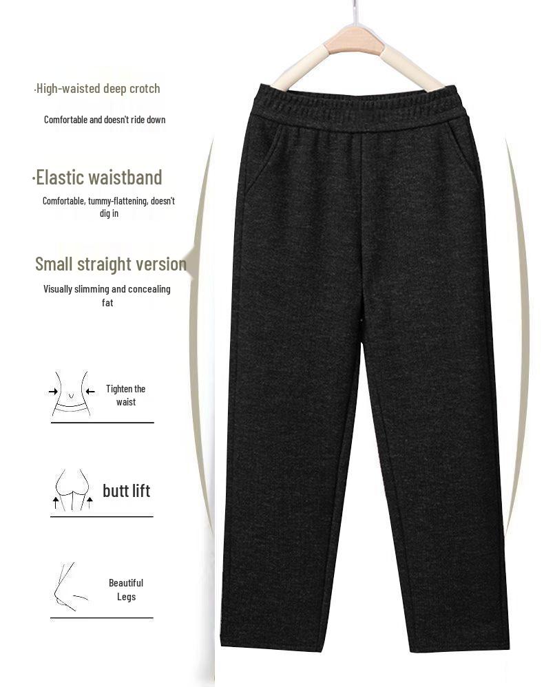 Damen Elegante High-Waist Gerade Hose mit Fleece-Futter für Herbst/Winter 2026